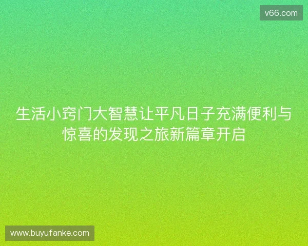 生活小窍门大智慧让平凡日子充满便利与惊喜的发现之旅新篇章开启